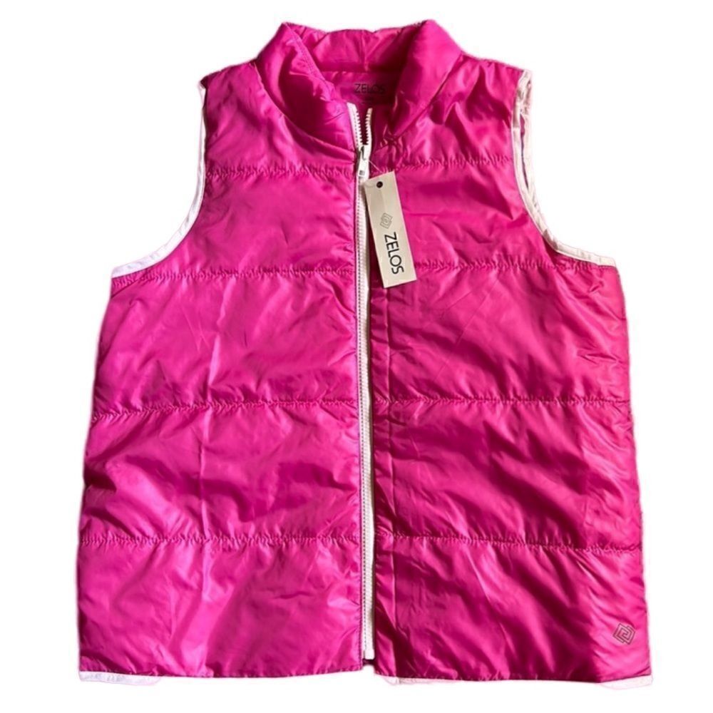 Zelos Girls XXL Pink & White Puffer Vest great for looking Glam on Summer Hikes!